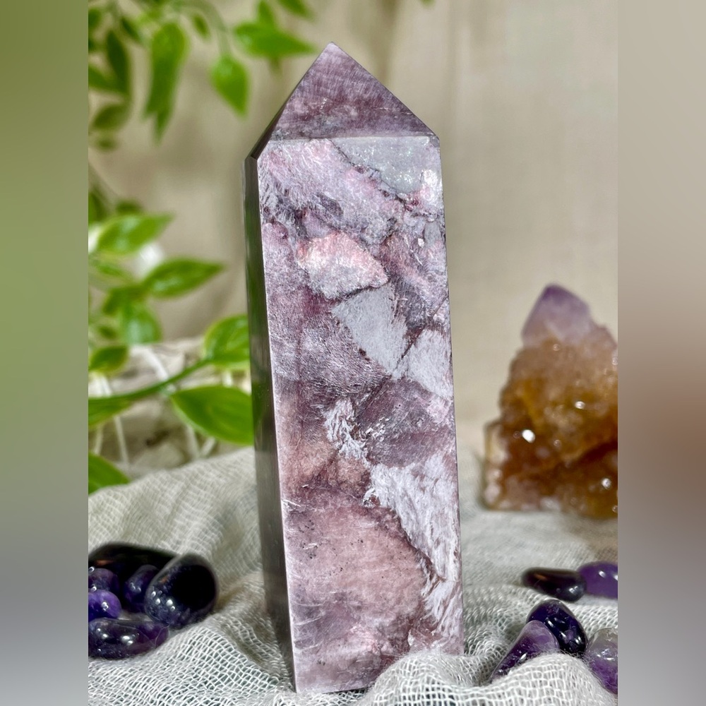 1983 Lepidolite Purple Mica Crystal Tower